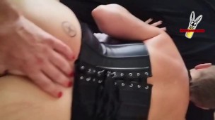 Crossdresser – ass fingering, doggy, cumshot